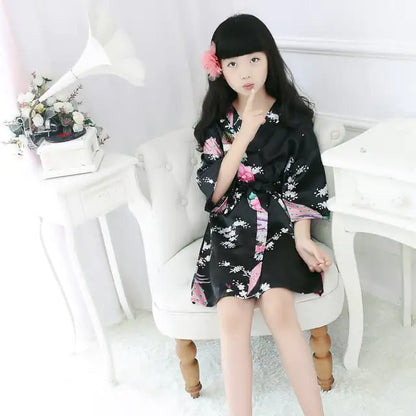 Silk Peacock Kimono Pajamas Set